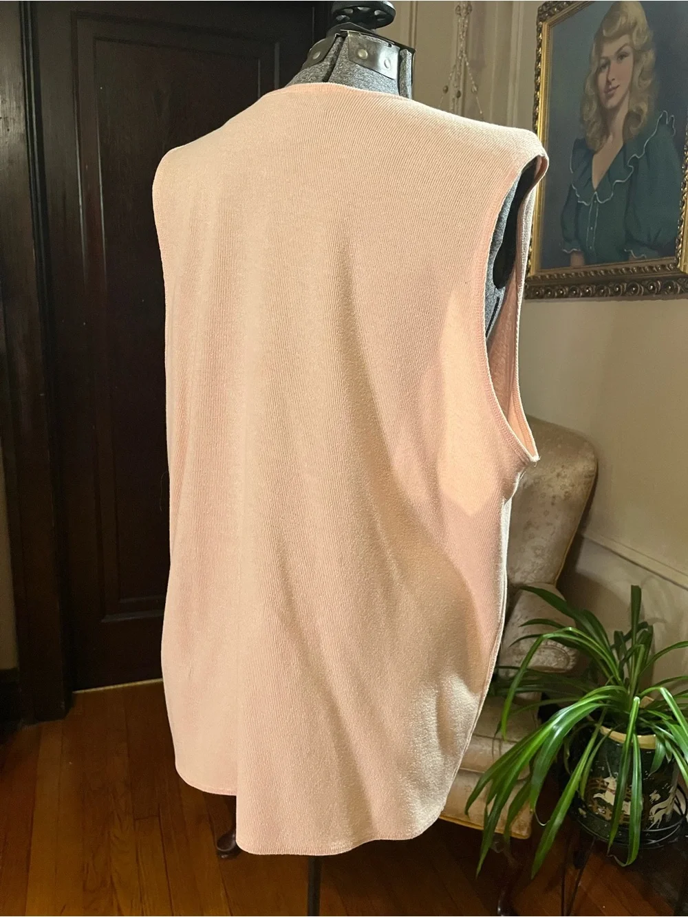 Women's Peach Button-Front Storage Vest with Pockets